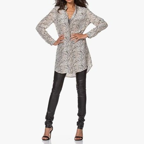 Equipment Essential Silk Tunic Shirt Dress in Natural Python Print Size XS - Picture 1 of 16